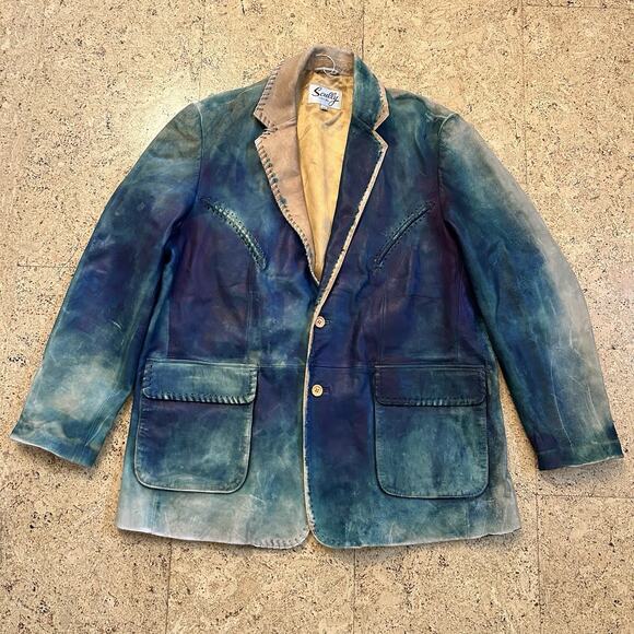 Scully indigo washed Leather Jacket